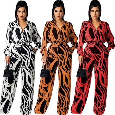 China The 10800 European and American sexy V-neck sexy printing women's new fashion digital breathable overalls for sale