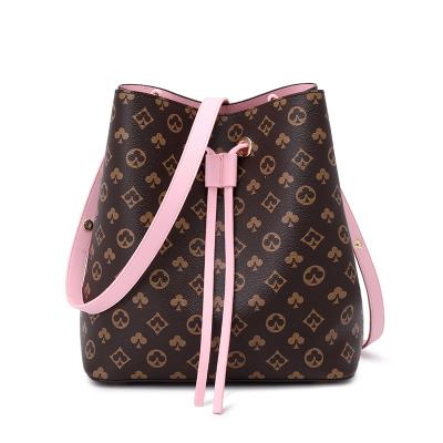 China New style bag drawstring bucket bag female fashion printing portable niche shoulder messenger bag 584 for sale