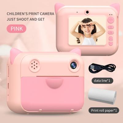 China Kids Instant Camera Cartoon Mini Camera 2.4 Inch Built-in LED Flashlight With Photo Printer for sale