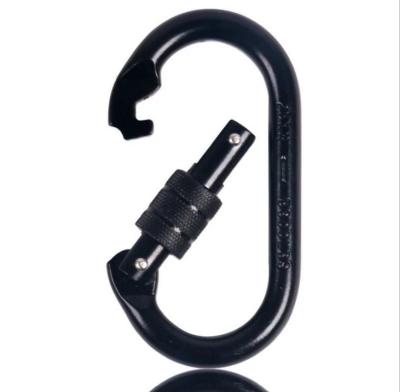 China Heavy Industry BT-AL24-3 22KN Customized Logo Snap Hook Oval Type Carabiner Outdoor Sports Steel Black for sale