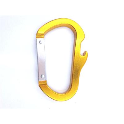 China Retail Industry Aluminum Carabiner With Flat Snap Bottle Opener Clip D Type Hook for sale