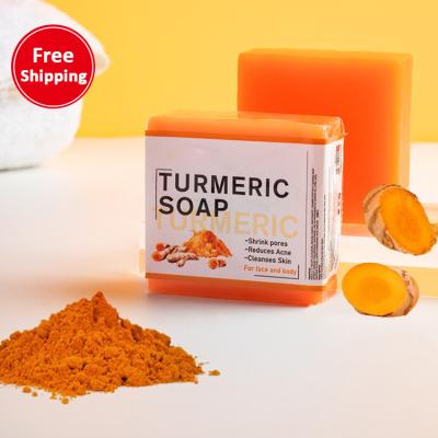 China Organic Soap Private Label Bar Brand Turmeric Soap Turmeric Turmeric Deep Cleansing Acne Anti Whitening Essential Oil Turmeric Bar Soap Timeric Handmade Soap for sale