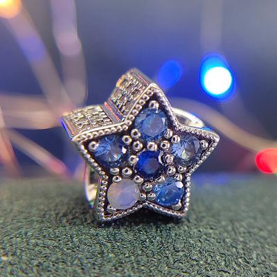 China Wholesale New High Quality Snowflake Wreath Blue Starmoon Fit Diy Bracelet Charm Christmas Collection Wholesale for sale