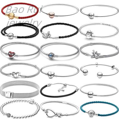 China High Quality Open Fashion Personality Open Fashion Bracelet Rope Leather Bracelet 1:1 Fit Pandoraer Diy Classic Women's Jewelry Souvenir Gift Punk for sale