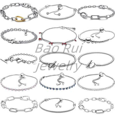 China Pandoraer Diy Punk String Fit S925 Sterling Silver High-Quality 1:1 Shrink Bracelet Chain Classic Style Women's Jewelry for sale