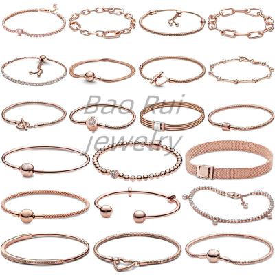 China 1:1 S925 Fit Pandoraer Diy Charm Love Shrink Watch Strap High Quality Punk Rose Gold Classic Style Jewelry Gift for sale