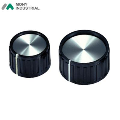 China Amplifier Black Shaft Height 6mm Set Screw Phenolic Amplifier Knob With Alum Top Inlay for sale