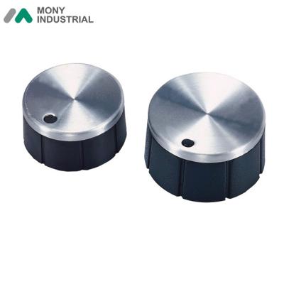 China Fixing Side Black Screw Inlay Aluminum Phenolic Top Switch Knob With 6mm 6.4mm Shaft Hole for sale