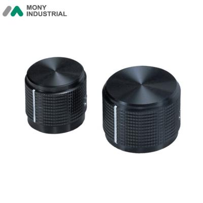 China Solid Aluminum Square And Natural Serration Black Aluminum Knob 6mm With Square Parting for sale