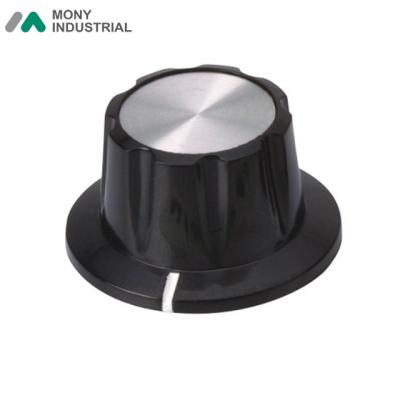 China Phenolic Aluminum Encoder Black Bezel Control Knob With 6mm 6.4mm Shaft Hole for sale