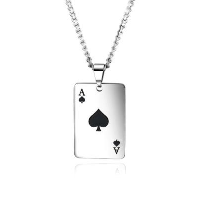 China Durable Hot sale titanium steel necklace creative poker heart stainless steel men's necklace for sale