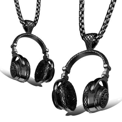 China Europe and America Street hip hop headphones Headphone pendant stylish stainless steel men's necklace for sale