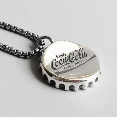 China Europe and America Twisted Coke bottle iron cap pendant male and female personality necklace niche punk hip-hop for sale