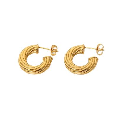 China TRENDY Gold plated earrings Stainless steel twist earrings Stud Metal earrings Ladies style for sale