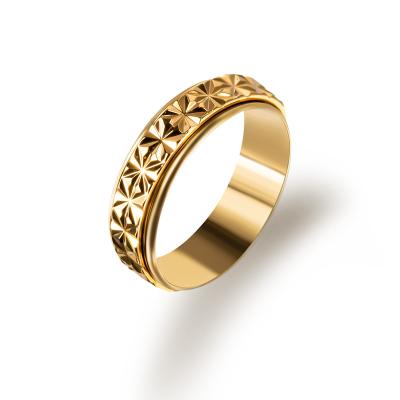 China TRENDY Fashion accessories rotatable stainless-steel ring 18K gold couple fingertip ring for sale