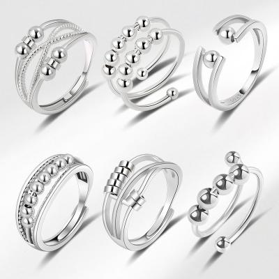 China TRENDY Customized new feature anxiety relief adjustable silver rotating ring anxiety ring for sale