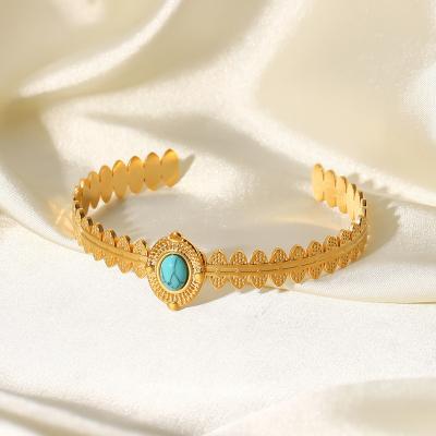 China BOHEMIA Personality 18k gold bracelet stainless steel turquoise crown shaped Ladies bracelet for sale