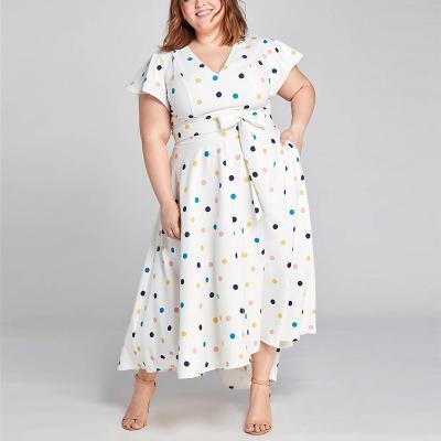 China JBeiL Anti-Static Plus Size Women Dot Print Party Dress With Elegant Comfortable Pocket for sale