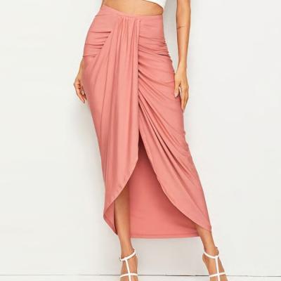 China JBeiL 2021 High Quality Anti-static Factory Wholesale Women's High Waist Solid Color Draped Skirt for sale