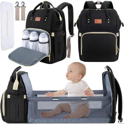 China Backpackbaby Comfortable Large Capacity Motion Sensing Baby Diaper Bag with Changing Diaper Pad and Cradle for sale