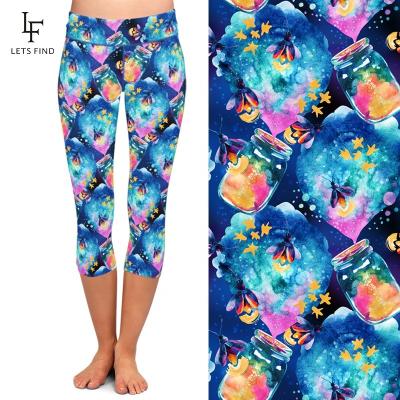 China Breathable Glowworm Patterned Custom Printed High Waisted Sublimation Capri Womens Yoga Leggings for sale