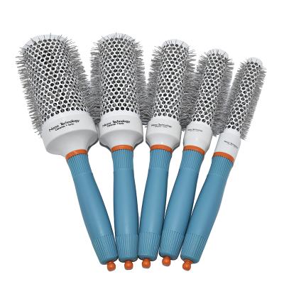 China Convenient Barber Shop High Temperature Resistant Hair Styling Nylon Curling Hair Comb Ceramic Round Brush for sale