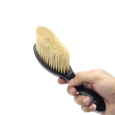 China Haircut Neck Brush Wooden Handle Hair Cleaning Brush Barber Shaver Broken Dust Brush For Head And Neck Remover for sale