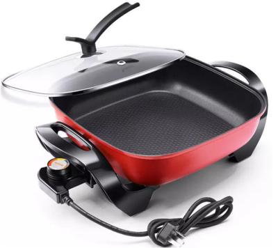 China Household Household Kitchen Appliances Flat Bottom Non-stick Coating Electric Frying Pan for sale