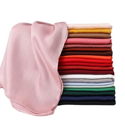 China Hot Selling Fashion Premium Crepe Chiffon Hijab Tudung Long Silk Natural Pleat Pleated Muslim Chiffon Hijabs Wrinkle Shawl Scarves for sale