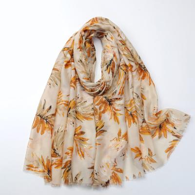 China Cotton Canvas Glitter Printed Cotton Canvas Scarf Women Shimmer Spring Summer Sunscreen Shawl Fringed Soft Scarves for sale