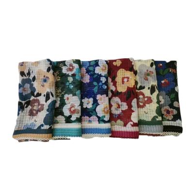 China Premium Floral Printed Square Muslim Headscarf 90*90cm Cotton Voile Malaysia Flower Tudung Bawal Hijab Hijab for sale