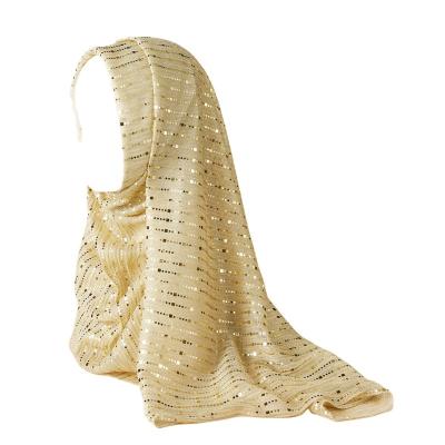 China Luxury Long Fashion Muslim Headscarf With Paillette Islamic Paillette Lace Up Hijab Scarf for sale