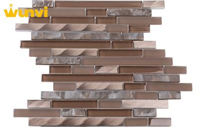 China Custom Bedroom Glass And Metal Mosaic Tile , Metallic Glass Tile For Decoration for sale