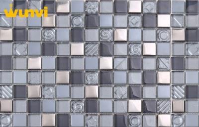 China Low Water Aborption Glass And Metal Mosaic Tile Pattern for Kitchen Dec for sale