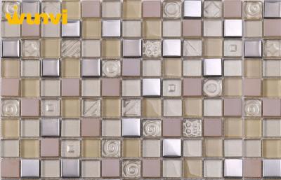 China Scratch Resistant Glossy Glass And Metal Mosaic Tile For Swimming Pools for sale