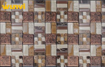 China Home Wall Beauty Decorative Glass And Metal Mosaic Tile 4 / 6/ 8mm Thickness for sale