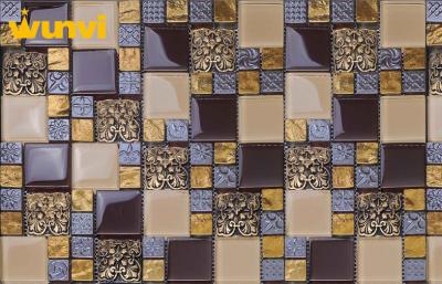 China Teja de mosaico coloreada multi resistente del vidrio y del metal de la mancha para Backsplash en venta