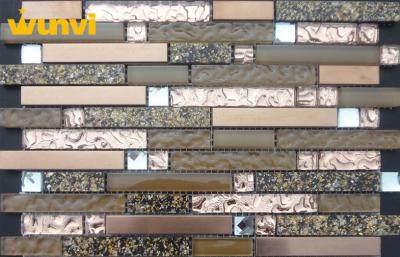 China Abrasion - Resistant Strip Wavy Glass Mosaic Tile With Stainless Steel for sale