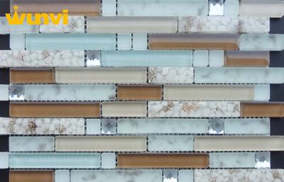 China Natural Strip Shell Mosaic Tile , Brown Iridescent Glass Mosaic Tile For Backsplash for sale