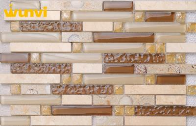 China Hot - Resistant Strip Mosaic Tile , Crystal Glass And Stone Mosaic Tiles for sale