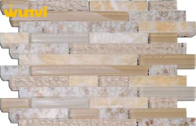 China irregular Strip Water Proof SeaShell Mosaic Tile Mix Stone and Crystal For Kitchen for sale