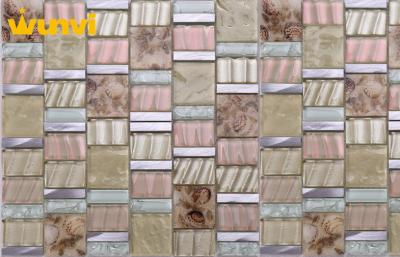 China Low Water absorption Iridescent Glass Mosaic Tile For Bathroom Wall for sale