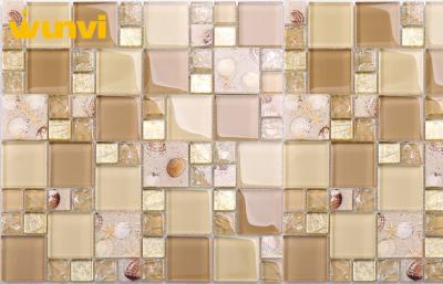 China Broken Iridescent Glass Mosaic Tile , Seashell Glass Mosaic Tile For Living Room for sale