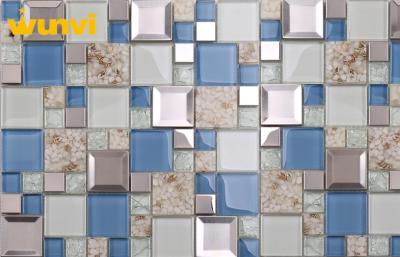 China 8mm Elegance Iridescent Glass Mosaic Tile Sheets For Hotels / Clubs for sale