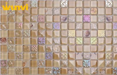 China Stain Resistant Irregular Patterns Iridescent Mosaic Glass Tile For Station for sale