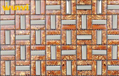 China Outdoor Decorative 3 × 3 Glass Mosaic Wall Tile With Stainless Steel Color for sale