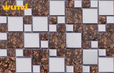 China Acid - resistant Electroplating Backsplash Mosaic Glass Wall Tiles For Kitchen for sale