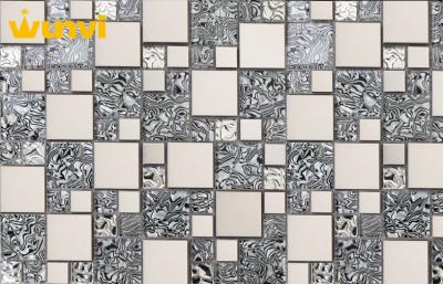 China Electroplate China Backsplash Glass Mosaic Wall Tile With Classical Flower for sale