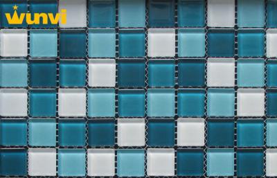 China 300 × 300mm Blue Crystal Backsplash Glass Mosaic Tile For Swimming Pools for sale