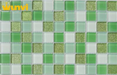 China Green Irregular Strip Crystal Glass Mosaic Tiles For Classical Decoration for sale